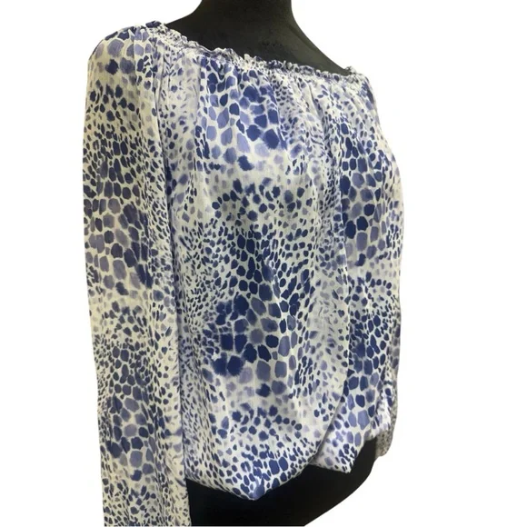 NWT Ramy Brook Women's Printed Margie Off The Shoulder Long Sleeve Top US Small - Picture 3 of 11